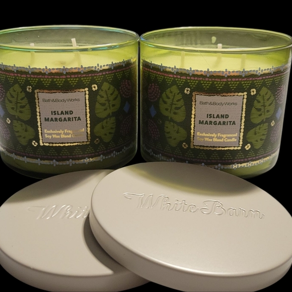 2pc White Barn Island Margarita Scented 3-Wick Candles - NEW!! - Picture 1 of 2